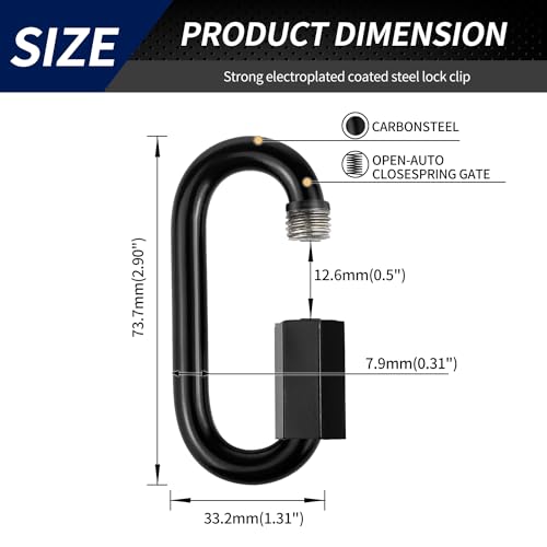 3\" Chain Quick Links, 4 Pcs 5/16\" Marine Grade Screw Chain Links, Large Opening Chain Connector Chain Coupler, 1600 Lbs Capacity