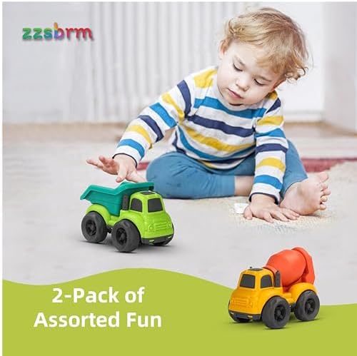 zzsbrm Toddler Car Toys for 1-3 Year Old, BPA Free, Phthalates Free, PVC, Dump Truck, Mixer Cement, Easter Christmas Birthday Gifts for 2 3 4 5 Year Boy Girl. Dishwasher Safe, Recycled Plastic. — view 4