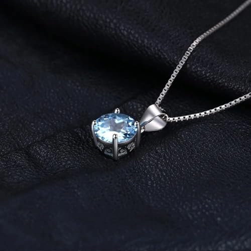 Collier topaze bleue naturelle 2,4 ct sans chaîne pour fiançailles - 2