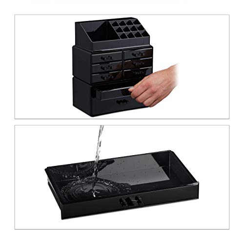 Relaxdays 10023135_46 Nero Organizer Make-Up con