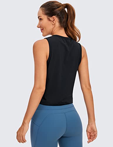 CRZ YOGA Pima Cotton High Neck Cropped Tank Tops for Women Soft Crop Workout Athletic Yoga Basic Sleeveless Shirts2