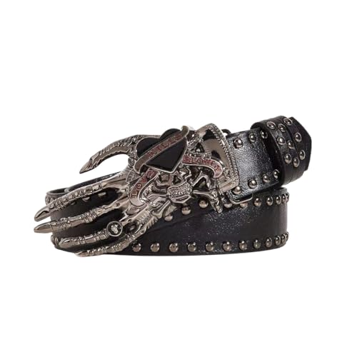 Gothic Belt for Women & Men - Black Studded Punk Belt with Unique Gothic Designs - Edgy Fashion Accessory for Halloween & Gothic Style Outfits