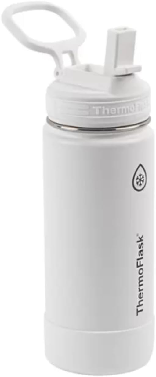 Thermoflask Set of 2 16 oz Stainless Steel Bottles (White/Blue)