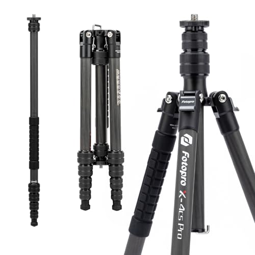 Image of Fotopro 59 inch Carbon Fiber Travel Tripod, 2 in 1 Lightweight Monopod Tripods, Professional Compact Tripod for DSLR Camera, Load up to 17.6lbs(8kg)