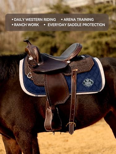 Harrison Howard Western Saddle Pad Liner, Thin Wool Felt Under Pad with Spine Cutout, Shock Absorbing Sweat Barrier 7mm Thick Light Tan,32"x32",7mm - 4