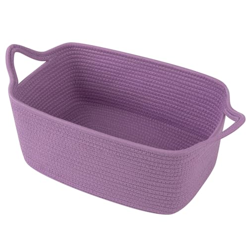 Image of OIAHOMY Woven Basket, Gift Basket Empty with Gift Bags and Ribbons, Rope Baskets for Baby Showers, Storage Baskets with Handles for Nursery, Pet Toy Organizer - Lilac Purple