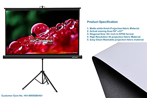 Image of Tripod Projector Screen 7' Width x 5' Height with 100' Diagonal in 4:03 Aspect Format, UltraHD