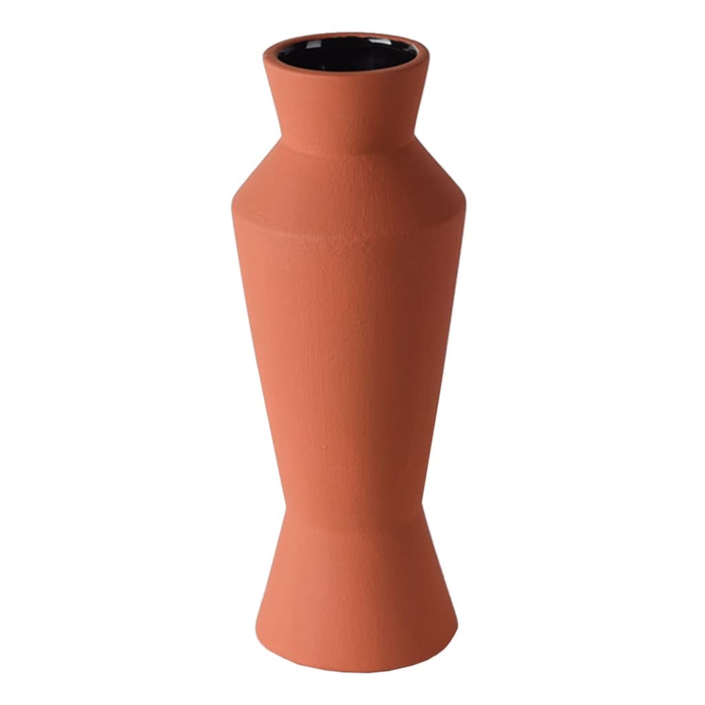 Ceramic vase, Geometric Decorative Vase Large, Nordic Dining Table, Creative Flower Arrangement Home Decoration(Orange)