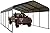 PHI VILLA 12 x 25 ft Heavy Duty Car Port with Galvanized Steel Roof, Sturdy Metal Carport Kits for Cars, Boats, and Tractors