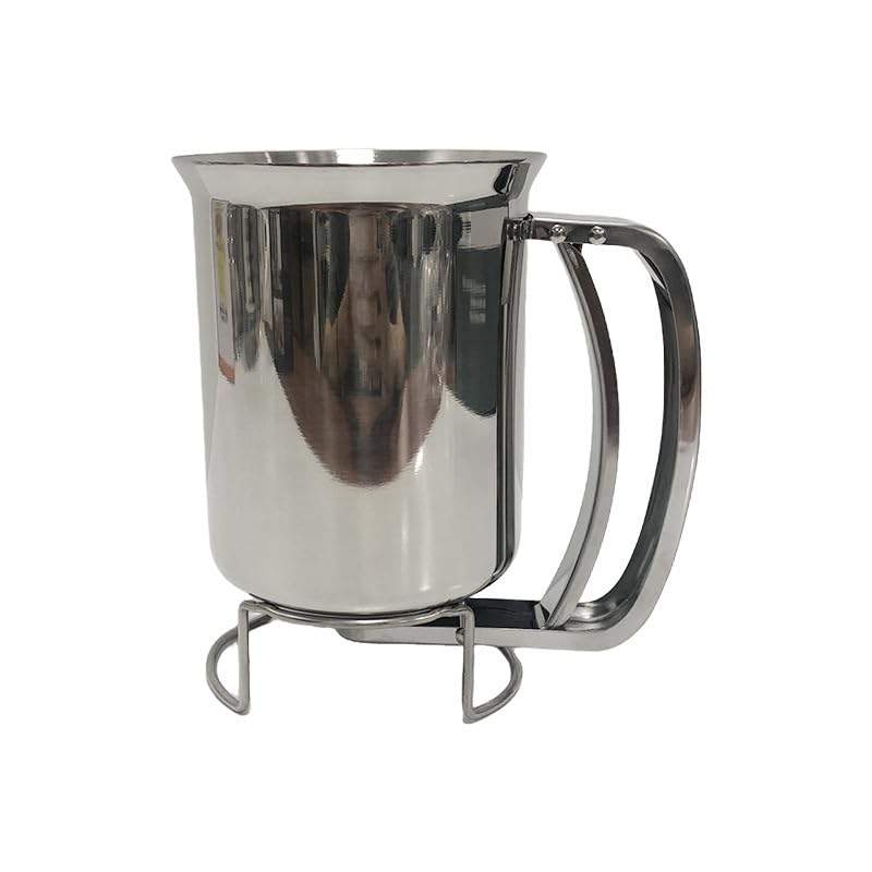 Bqkroa Distributeur de pâte à crêpes en acier inoxydable de 900 ml : distributeur de pâte à crêpes avec poignée à presser, distributeur manuel pour...