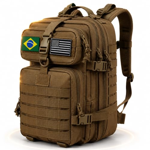 Mochila 50 Litros Impermeável Grande, Resistente, Para Camping, Trilha e Viagem (Marrom)