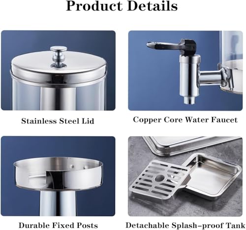 Dispensador de Bebidas Doble 6L con núcleo de Hielo, Jarra de Bebida de Acero Inoxidable para Fiestas, Grifo extraíble y Protector de Salpicaduras, diseño Desmontable para una fácil Limpieza