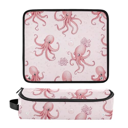 linqin Bolsa de Viaje Cute Pink Octopuses para Herramientas de Calor para el Cabello con Tapete para Plancha y Organizador miniatura 3