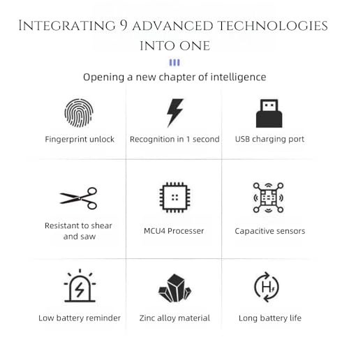 Image of Fingerprint Padlock, Ultra-Light and Portable,Quick to Unlock in 1 Second,Can Be Used for 180 Days On A Single Charge,Anti-Cut and Anti-Saw,Can Record 10 Fingerprints