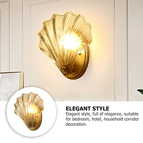 Image of OSALADI Crystal Wall Sconce Lighting American Style Nautical Sea Shell Modern Wall Lamp Indoor Hallway Sconce Light Fixtures for Bedroom Living Room Decor