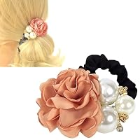 Amazon | [ロッテラッカ] ヘアアクセサリー 花柄 パール シュシュ