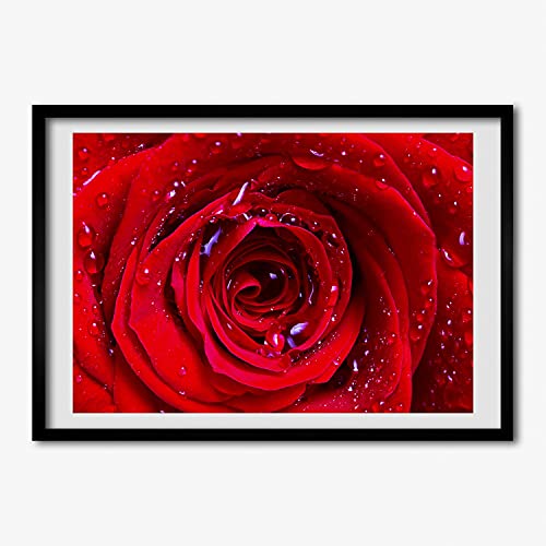 Affiche fleur rose 70x50 cm et son cadre en bois moderne pour décorer votre salon chaleureux