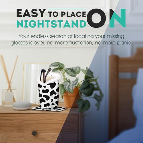 Image of Pack of 2 Plush Lined Eyeglasses Holder Stand Protective Glasses Case For Desks Or Nightstands