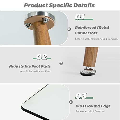 Tangkula Glass Dining Table, Modern Rectangular Table With Spacious Tempered Glass Tabletop & Wood Grain Steel Legs, Simplistic Kitchen Table, 51 X 27.5 X 29.5 Inch, Versatile Table For Home Office #TOP6