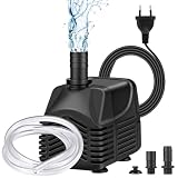 Bomba de Agua Sumergible Bomba Acuario 25W 1500 L/H Incluye Manguera de 1,5 m y 2 Boquillas para Acuario, Fuente de Jardín, Piscina, Sistemas Hidropónicos y Estanque