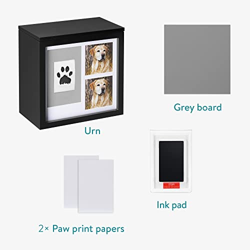 Navaris Urne für Hund oder Katze - Tierurne inkl. Platz für 2 Fotos und Pfotenabdruck - Hundeurne Katzenurne - Tierurnen für Hunde - Hunde Box in Schwarz