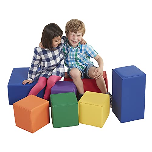 ECR4Kids ELR-0832 SoftZone Foam Big Building Blocks, Soft Play for Kids, Phthalate-Free Big Blocks, Primary Preschool Learning Toys, Toddler Learning Toys, Baby Learning Toys, Stacking Blocks, 7-Piece Set