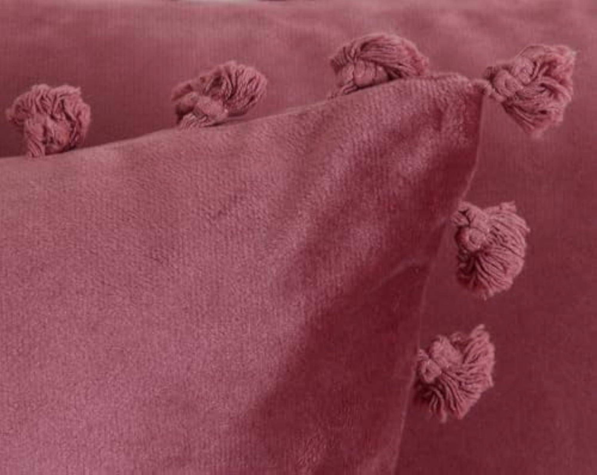Blush Velvet Tassel Fringe Design Throw Pillow Cover