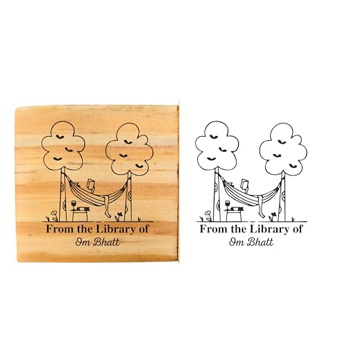 Image of Kunya Personalised Book Stamp with Your Name(3.5 cm Dia), customised for Stamping Books for Readers, Great Gift for booklovers, Kids, Teachers (Lazy Reader)
