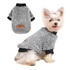 Dog Sweaters for Small Dogs Girl Boy Winter Puppy Sweater Clothes Fleece Warm Pet Outfit for Chihuahua Yorkie Teacup Cute Plain Cold Weather Dog Coat Cat Apparel Clothing (X-Small, F-Grey)