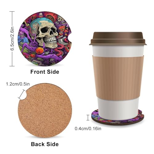 Portavasos para coche juego 4 piezas calavera morada miniatura 2