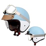 QJWMatic Casco de Motocicleta de Cara Abierta, Medio Casco Retro, Casco de Scooter 3/4 para Adultos, Hombres y Mujeres, Aprobado ECE con Visera Cascos de ciclomotor de Motocicleta I,3XL63-64CM