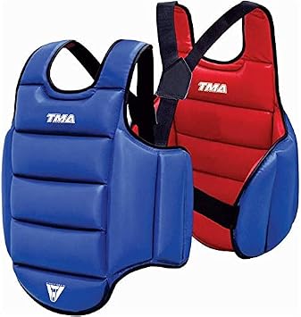 TMA Boxing Body Protector Reversible, Kickboxing MMA Muay Thai Chest Guard, Sparring Training Heavy Punching, Adjustable Martial Arts Upper Belly Protection Pad, Taekwondo, Chest Protector