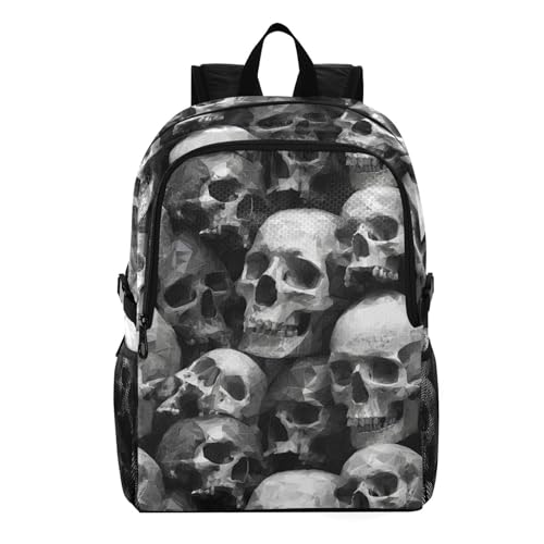 AIXIWAWA Lightweight Hiking Backpacks Gothic Skull Print, Foldable Waterproof Daypack for Commute Travel