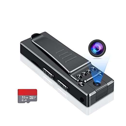 Mini Body Camera HD 1080P Wireless Portable,Small Home Nanny Cam with Motion Detection and Night Vision,with Clip,Wearable Video Recorder,Indoor/Outdoor Micro Security Surveillance (with 32G Card)