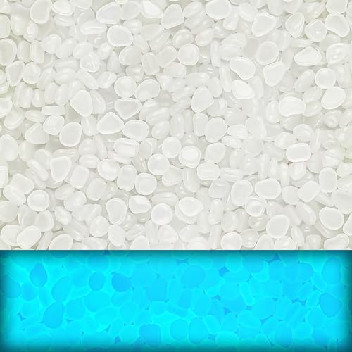 Oun Nana 900pcs Glow in The Dark Rocks for Outdoor Garden & Aquarium – White Luminous Stones for Landscaping, Pathway, Patio, Driveway, Walkway, Fish Tank, Plant Pots