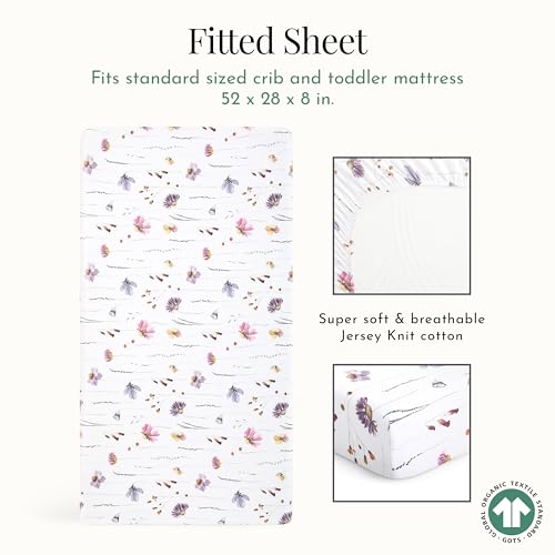 Image of Evolur Be Wild 3 Piece Crib Bedding Set, Machine Washable, Soft and Breathable Toddler Bedding Set, Includes Fitted Sheet, Wearable Blanket and Crib Skirt