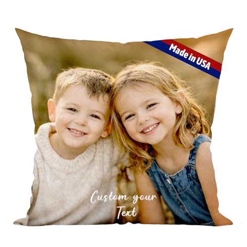 Bemaystar Custom Pillow Covers with Picture & Text Ships Next Day Made in USA - Personalized Pillow- Love Keepsake Customized Gifts Decorative Throw Pillow for Family Friends(No Insert)-1photo
