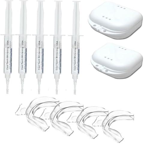 Teeth Whitening Trays and Gel Bundle Includes Travel Cases, Moldable Trays and Tooth Stain Removing Gel Cover