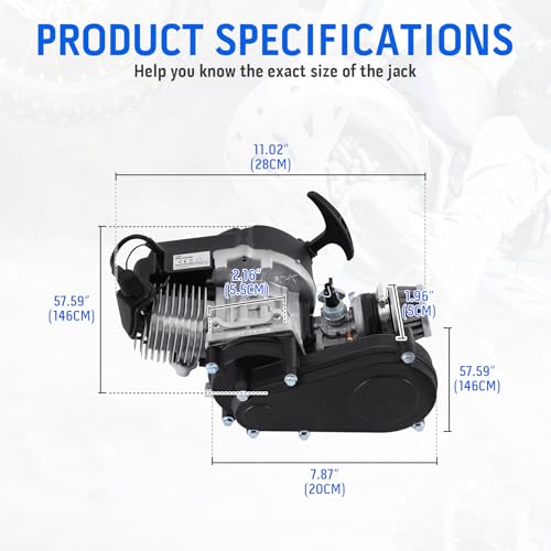 H-YEEU 49cc 50cc 2-Takt Engine Motor Dirt Bike Cross Pocket Bike Dirt Bike Mini ATV Quad Getriebe Vergaser