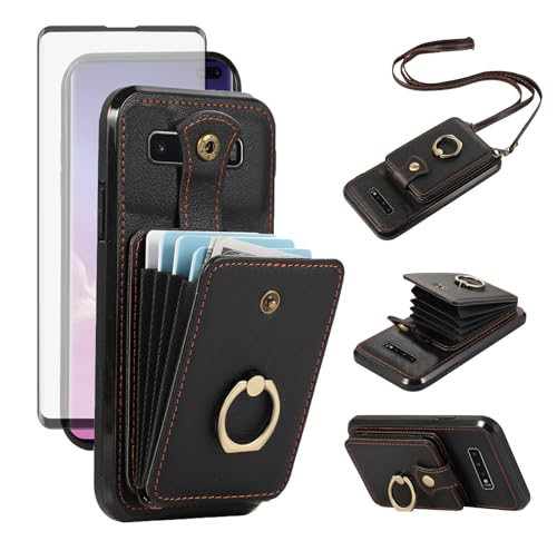 Étui portefeuille Samsung S10 Plus Asuwish avec porte-cartes RFID et bandoulière
