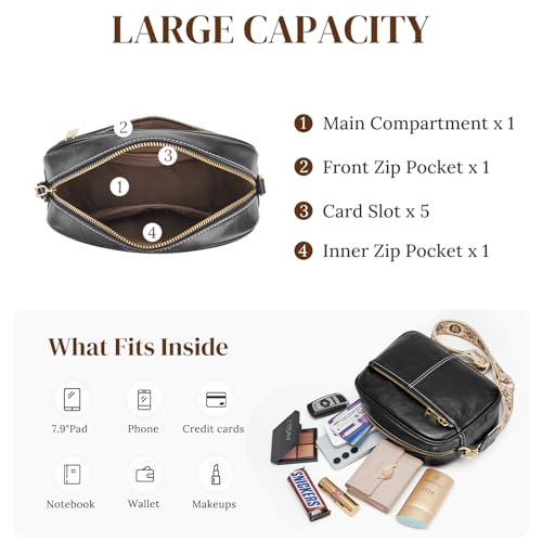 S-ZONE Crossbody Bags for Women Vegan Leather Purses Shoulder Handbag with Adjustable Strap4