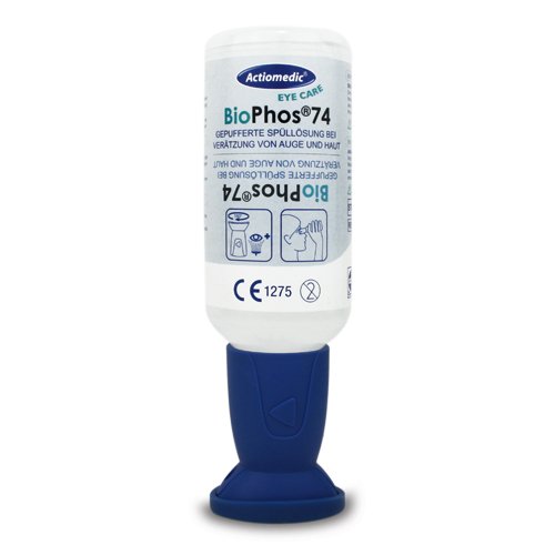 Augenspülstation Medidrop II mit 500ml NaCl und 250ml BioPhos74 Pufferlösung
