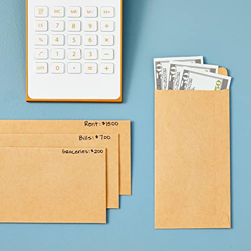 image for Juvale Money Envelopes for Cash 100 Pack #7 Small Brown - 3.5 x 6.5 in