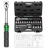 ss shovan 1/4 Torque Wrench with 72-Tooth Click Type, Torque Wrench with Dual Scale 2-24 Nm, Bike Torque Wrench Set for MTB, Bicycle Maintenance (21 Pcs)