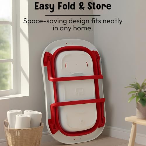 Image of StarAndDaisy Baby Bath Tub for 0 to 5 Years /Bath Tub for Kids 0-3 Years, Tub for Girls & Boys with oldable Legs, Easy to Store -Red