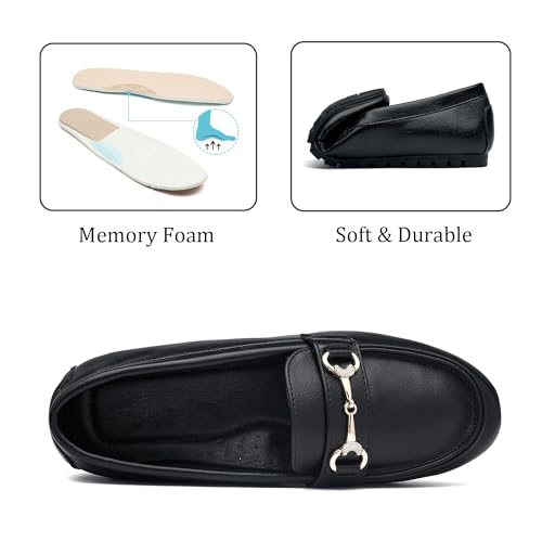 Image of BGSTGUDS Women's Wide Loafers Shoes Cute Dressy Shoes Ladies Comfort Slip Ons Work Shoes
