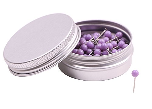 PTC Office 1/8 Inch Map Tacks DIY Craft Plastic Round Head Push Pins (Purple, 100PCS)