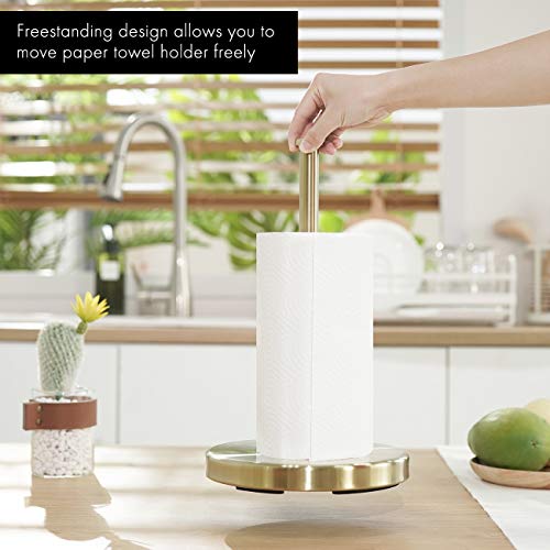 Kes Kitchen Paper Roll Holder Standing Paper Towel Holder With Weighted Base For Standard Or Mega Rolls Sus304 Stainless Steel Brushed Brass, Kph202-Bz #TOP7