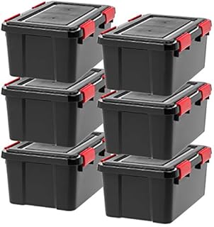 IRIS 19 Quart WEATHERTIGHT Storage Box, 6 Pack, Black