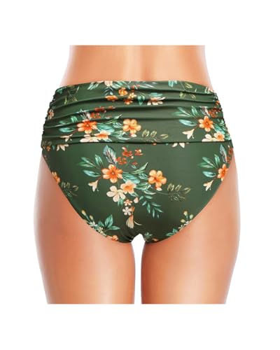 Image of Tempt Me Women's High Waisted Bikini Bottom Tummy Control Ruched Bathing Suit Swim Bottom